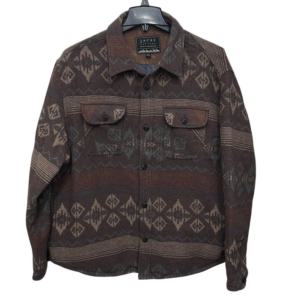 Jachs New York Flannel Aztec Southwest XXL 2XL Shacket Wool Blend Brown Men's